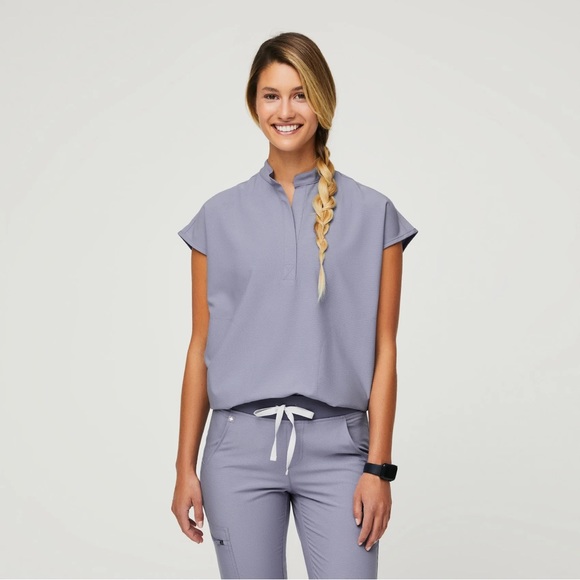 Figs Other - FIGS Vapor Blue Space Dye Rafaela Oversized Scrub Top XS